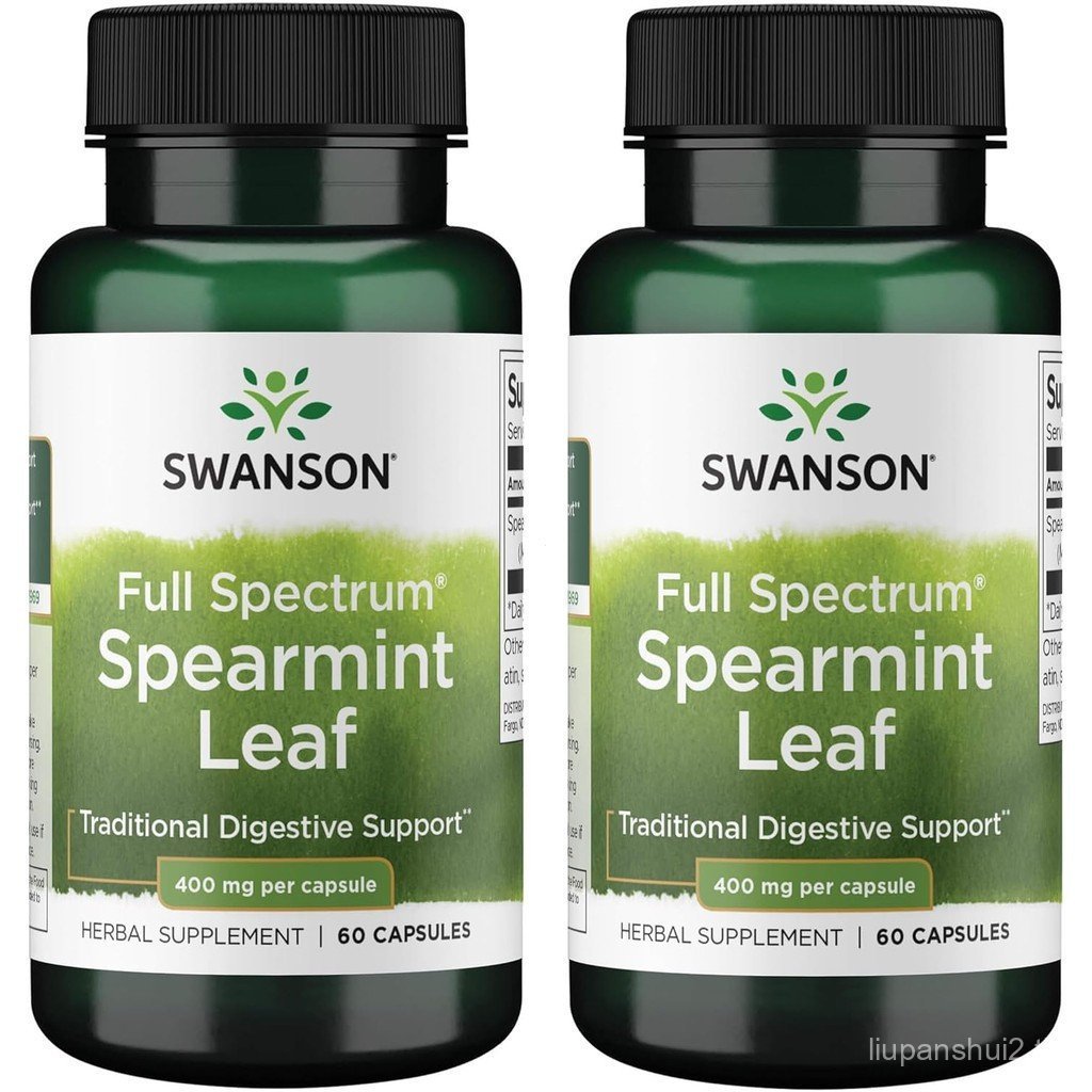 Swanson Mint Leaf (Mentha Spicata) -อาหารเสริมสมุนไพรเต็มผล รองรับสุขภาพทางเดินอาหารและบรรเทาปัญหากร