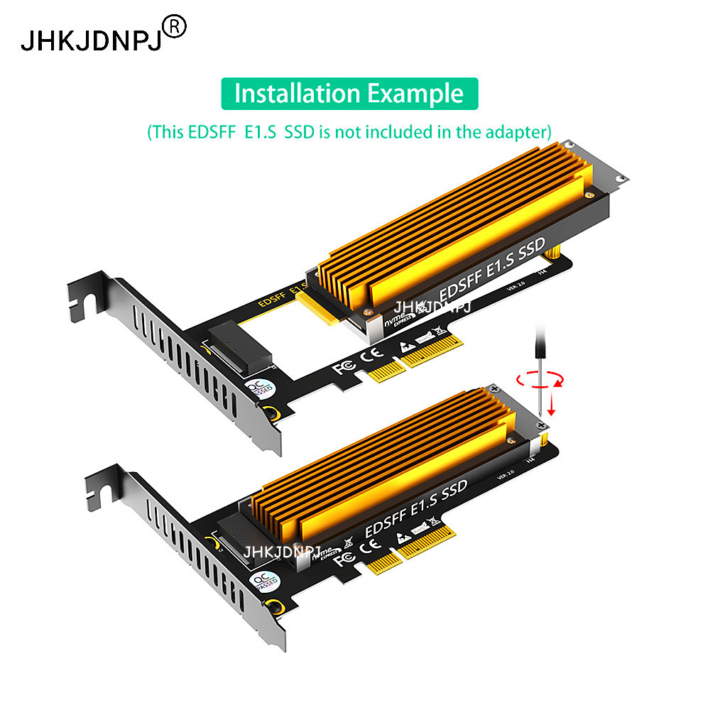 PCI-E 4.0 4X ถึง NVMe ไม้บรรทัด 1U GEN-Z EDSFF ความหนาสั้น SSD E1.S พร้อมฮีทซิงค์ PM9A3 PM9D3 P5801X