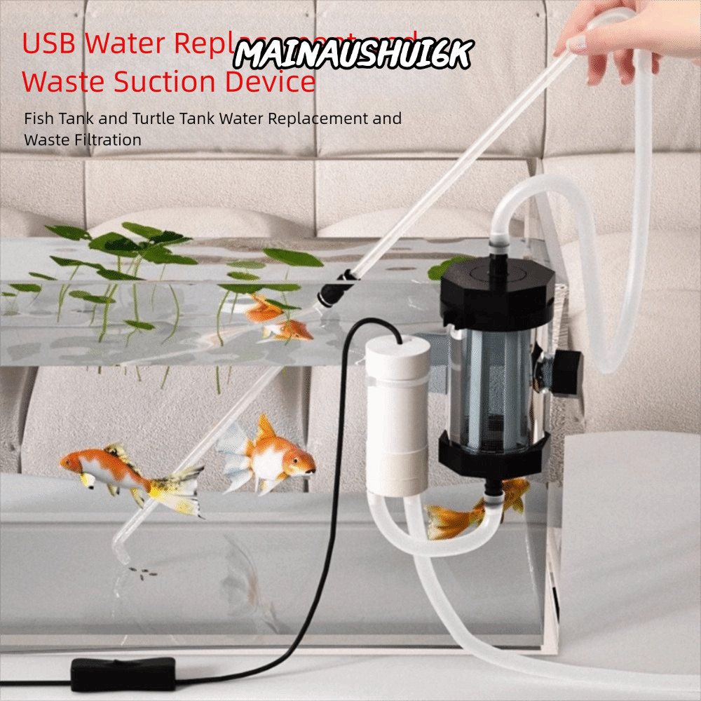 MAINAUSHUI6K เครื่องดูดฝุ่นกรวด, USB ขับเคลื่อนเสียงรบกวนต่ํา Aquarium Water Changer, ทนทาน 280GPH ถ