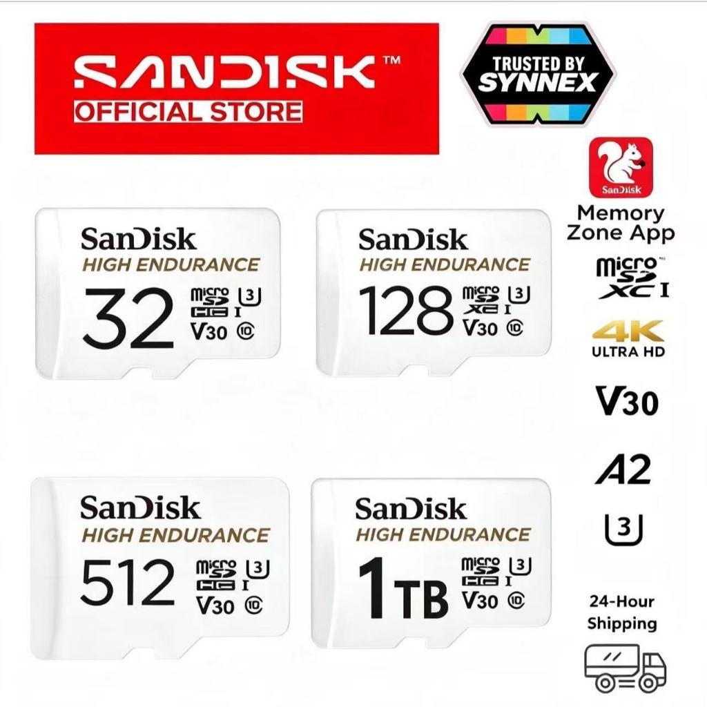 SanDisk High Endurance microSD Card 32GB/64GB/128GB/256GB/512GB/1TB High Durability for Dashcam CCTV Official Warranty