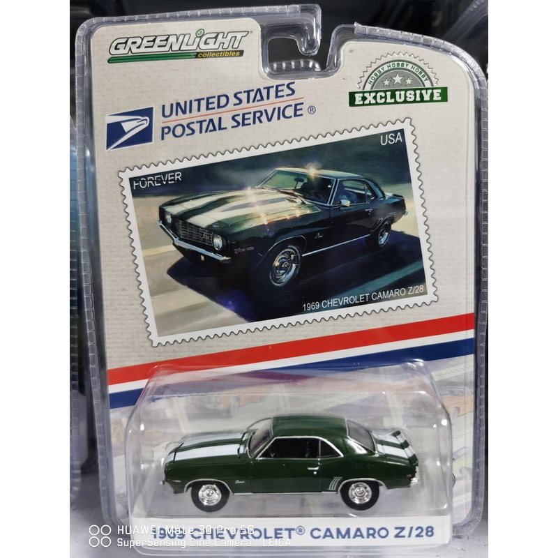 แสงสีเขียว 1 64 1969 Chevrolet Camaro Z 28 US แสตมป์รถยนต์ไปรษณีย์ 30372gtbd35.th20260830045619