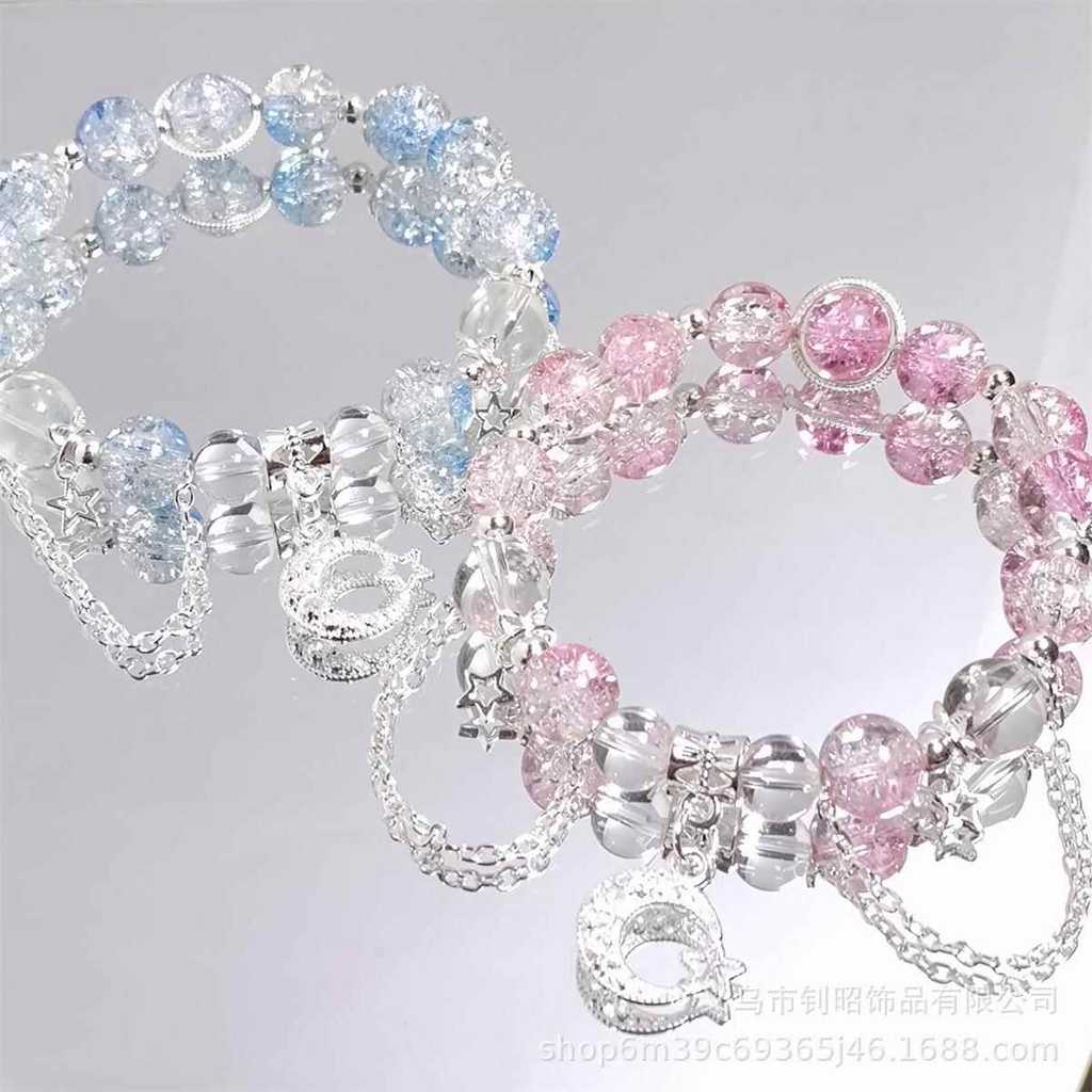 สร้อยข้อมือแก้วคริสตัล Star Moon สร้อยข้อมือสาว High-End เครื่องประดับมือสาวนักเรียนแฟนสองคน Token