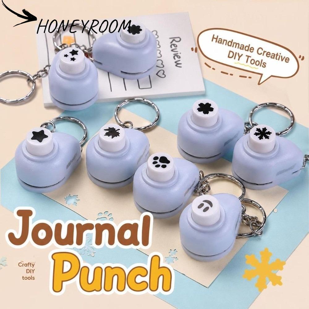 HONEYROOM Mini Paper Punch, พร้อมพวงกุญแจแบบพกพา Craft Punch, หลายรูปแบบ DIY Craft เครื่องมือสมุดภาพ