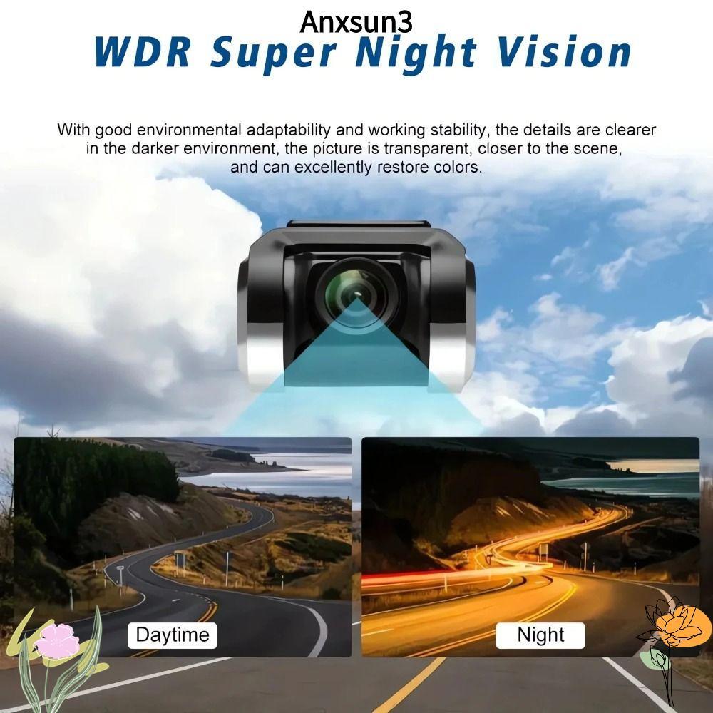 ANXSUN3 กล้อง Dash, กล้องอัจฉริยะ HD 1080P ADAS, 360° ดูขยายหน่วยความจําบันทึกวิดีโอการตรวจสอบยานพาห