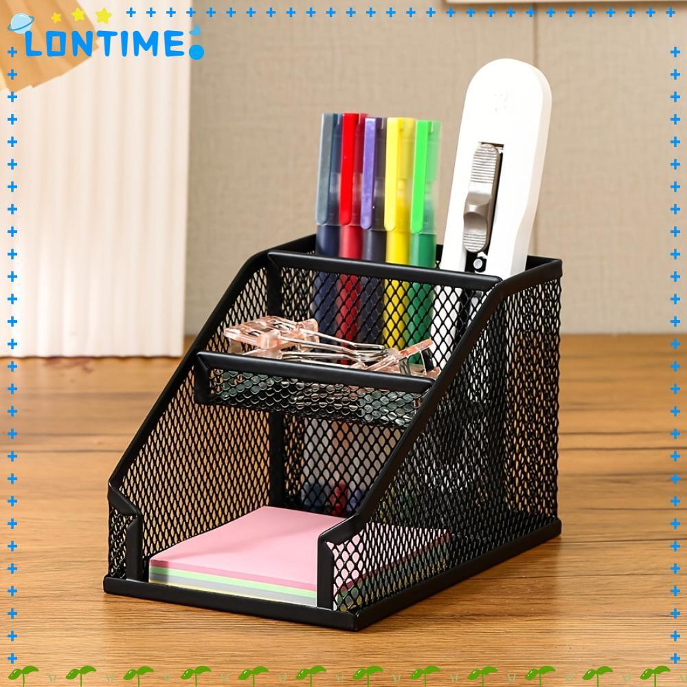 LONTIME Mesh Desk Organizer, Creative Sturdy, Metal Space- saving Desk Organization สําหรับอุปกรณ์สํ