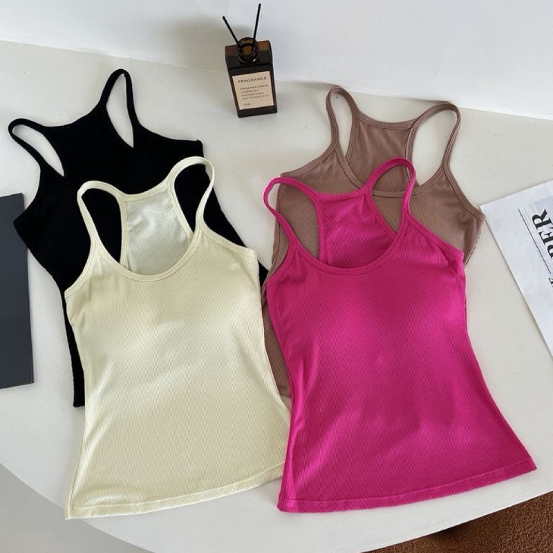 S-3XLเสื้อกั๊กเปลือยหลังรูปตัว I สำหรับผู้หญิง สไตล์ยุโรปและอเมริกา มีแผ่นรองหน้าอก เสื้อสลิงสาวฮอต