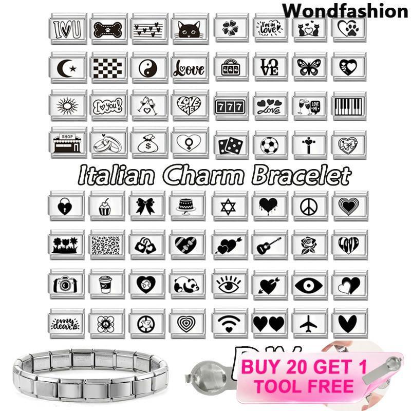 Love 777 สร้อยข้อมือ Charm อิตาเลี่ยน Fit 9 มม.สร้อยข้อมือสแตนเลส DIY เครื่องประดับทําอุปกรณ์เสริม Retro บุคลิกภาพโมดูลสร้อยข้อมืออุปกรณ์เสริม