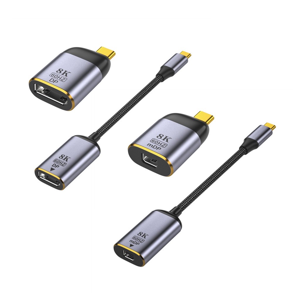 สายเคเบิลอะแดปเตอร์สองทาง Type-C เป็น DP/Mini DP|8K @ 60Hz 4K @ 144Hz|DP 1.4|โทรศัพท์มือถือ/แล็ปท็อป