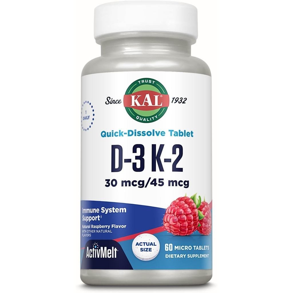 KAL D3 K2 ActivMelt Immune port wd เป็น D3 และ MK7 VIT K2 ไปยังพอร์ต Strong Bs QuickDissolve Tablets