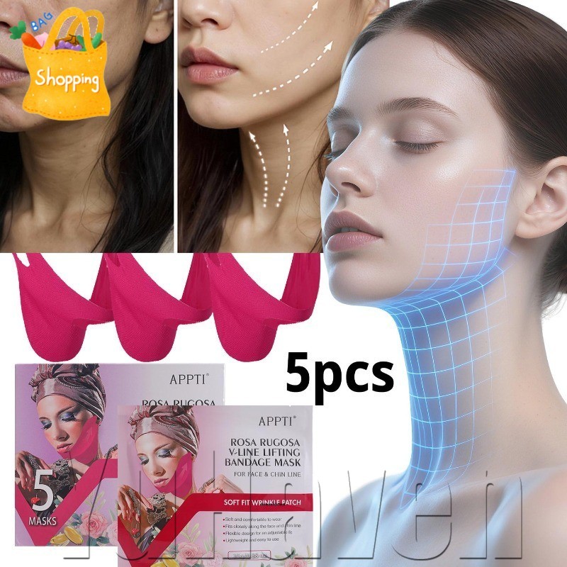 [SHOP PICK] APPTI Rose Collagen Ear-Loop Mask - Skin Care Supplies - Hydrating V Shape Facial Masks 