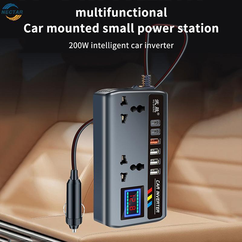 TAR รถอินเวอร์เตอร์อะแดปเตอร์ 12 V/24 V ถึง DC220 V 200 W Converter Multi Charger Soet QC3.0 USB PD 