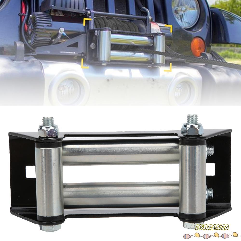 INARANJA Winch Roller Fairlead, Bolt Pattern Mount Iron สังกะสีชุบ Universal Winch Fairlead, Univers