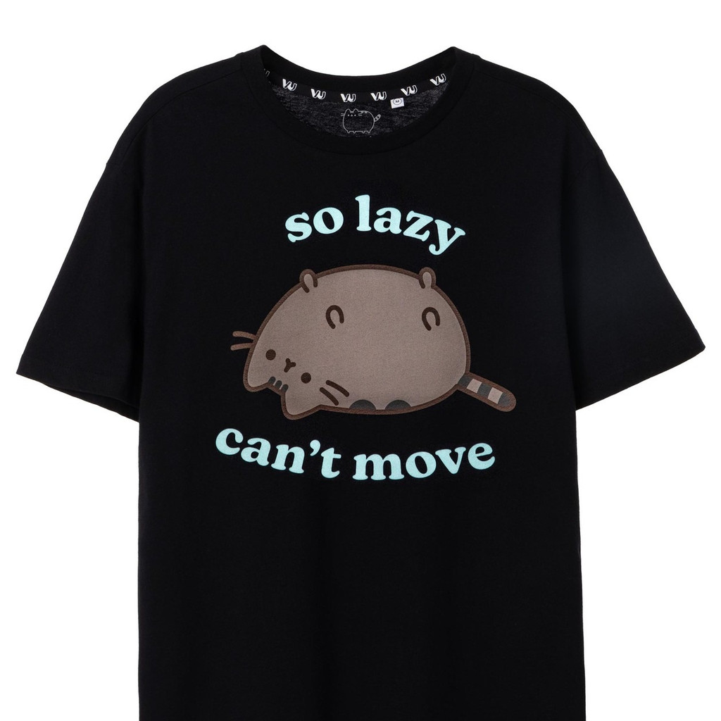 Pusheen Pusheen Pusheen Lazy Fat Cat พิมพ์เสื้อยืดแขนสั้นนักเรียนคู่สไตล์ฤดูร้อนรอบคอ Loo