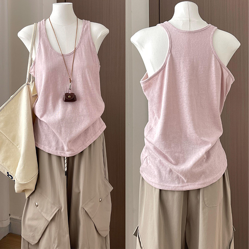 So Clean So เกาหลีสีชมพู Camisole ผู้หญิงฤดูร้อนบางสไตล์สวมใส่ด้านในด้านนอกหลวม All-Match I-Shaped T