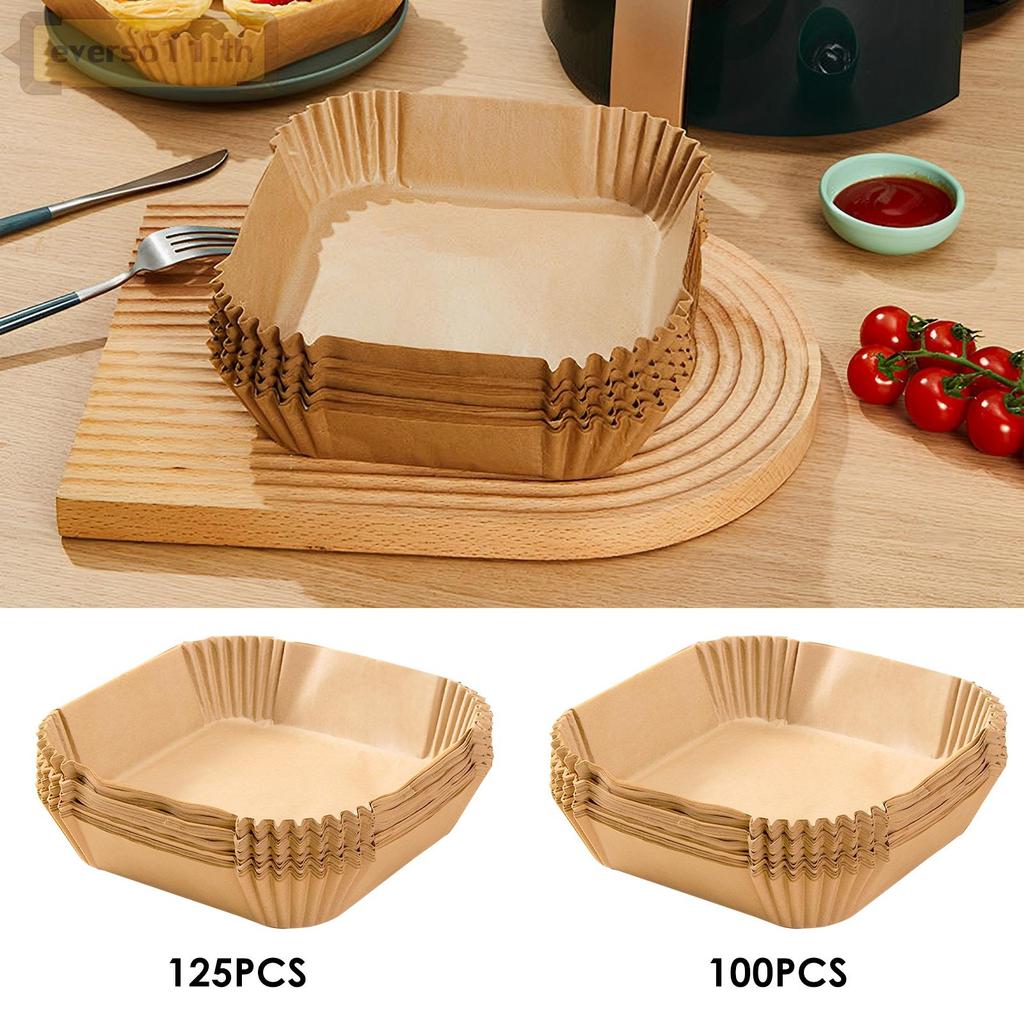 125 Pcs Air Fryer กระดาษ Airfryer Liner Nonstick Oilproof Baking Paper Liner ไม่ฟอกขาว Air Fryer Lin