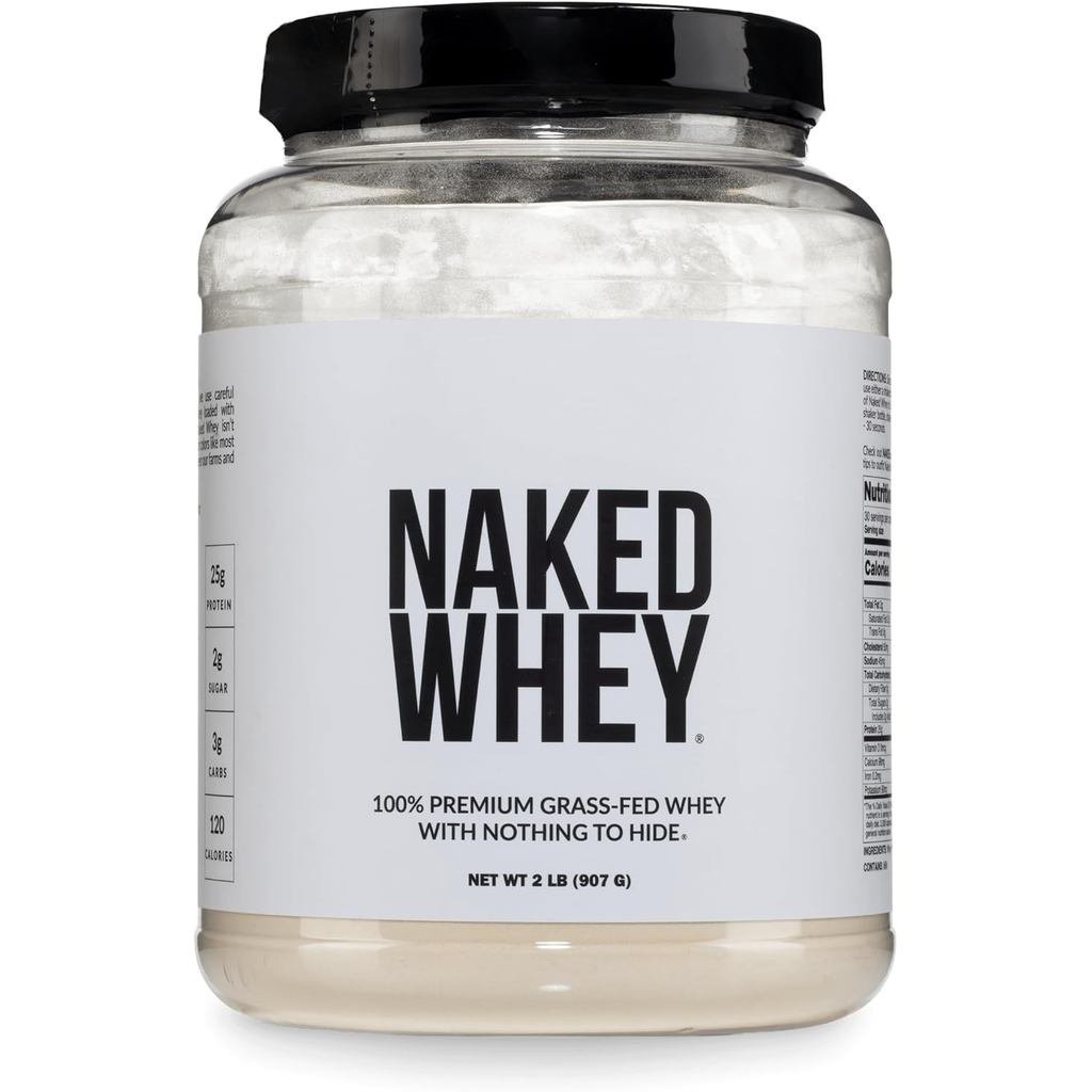NAKED Whey 2LB 100% Grass Fed Whey Protein Powder - Only 1 Ingredient, Unflaored Whey Protein, NSFer