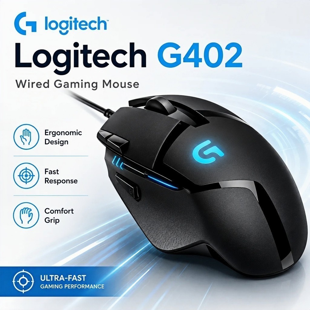 เมาส์สําหรับเล่นเกม Logitech G402 ระดับมืออาชีพ 20M คลิก 8 ปุ่มตั้งโปรแกรมได้กันลื่นสําหรับเกมกลยุทธ
