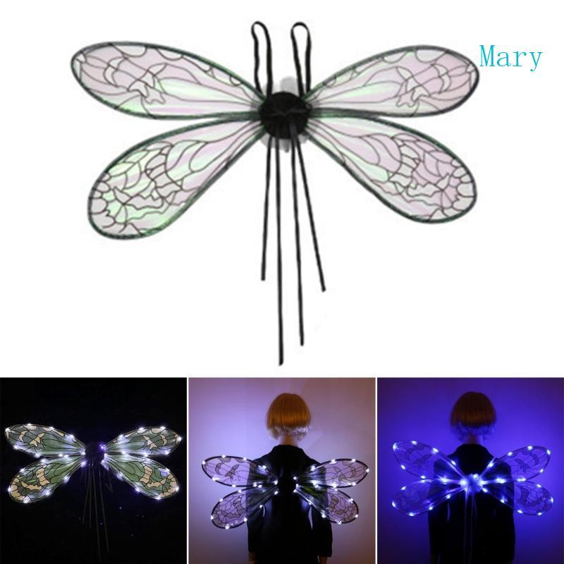 Mary Elves Wing สําหรับสาวผู้หญิง Dragonflies Wing LED Cicada Wing Light Up Angel Wing ฮาโลวีนคอสเพล