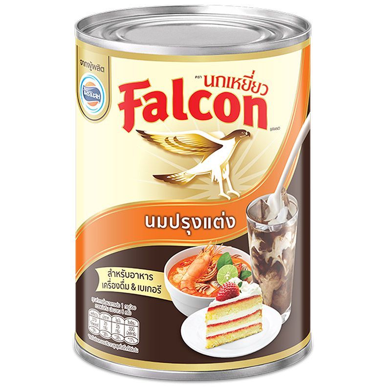 นกเหยี่ยวนมข้นจืด 360มล. Falcon Unsweeted Evaporated 360ml.