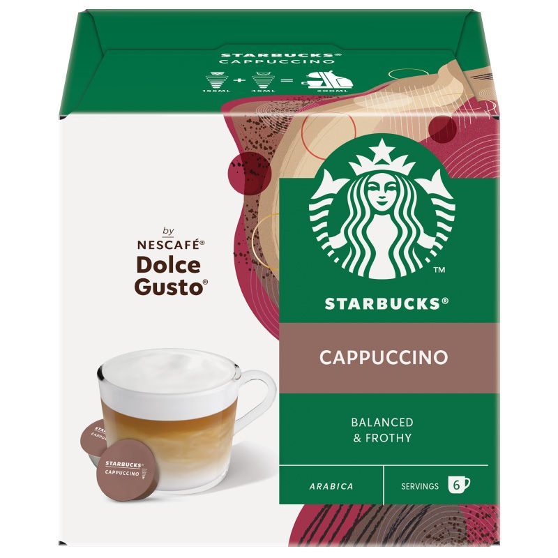 สตาร์บัคส์ดอลเช่กุสโต้กาแฟคั่วบดคาปูชิโน 12แคปซูล 120กรัม Starbucks DolceCappuccino 120g