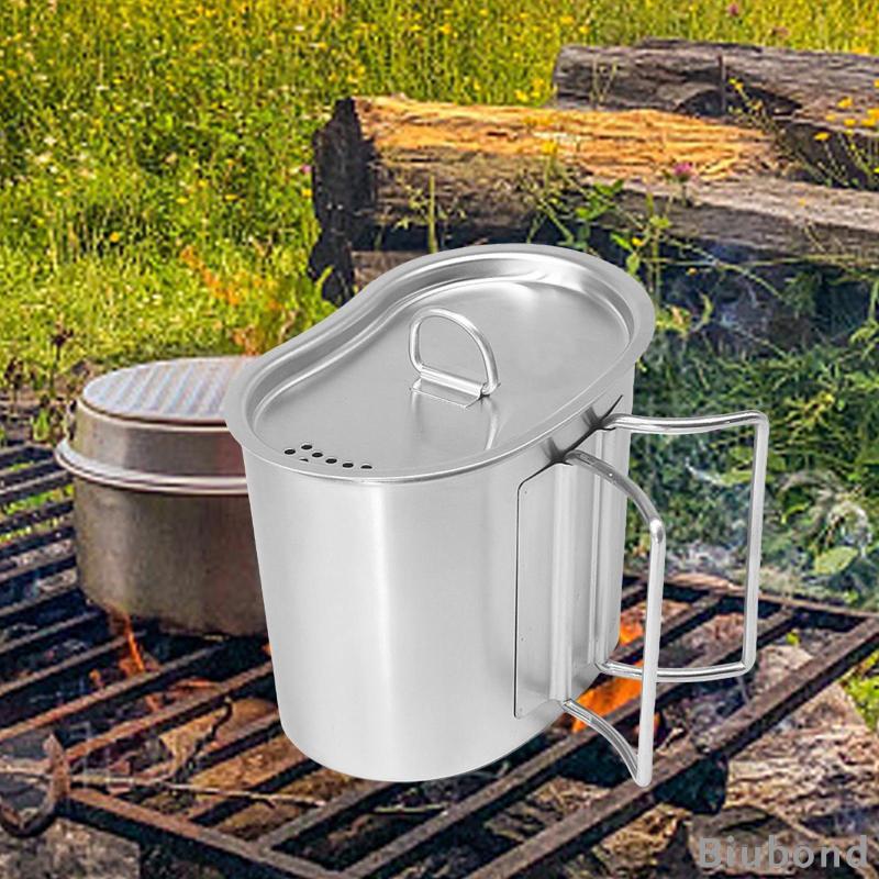 [Biubond] Camping Pot น้ําหนักเบา Camping เครื่องครัว Stockpot Steamer ทําอาหารหม้อนึ่งสําหรับปิคนิค