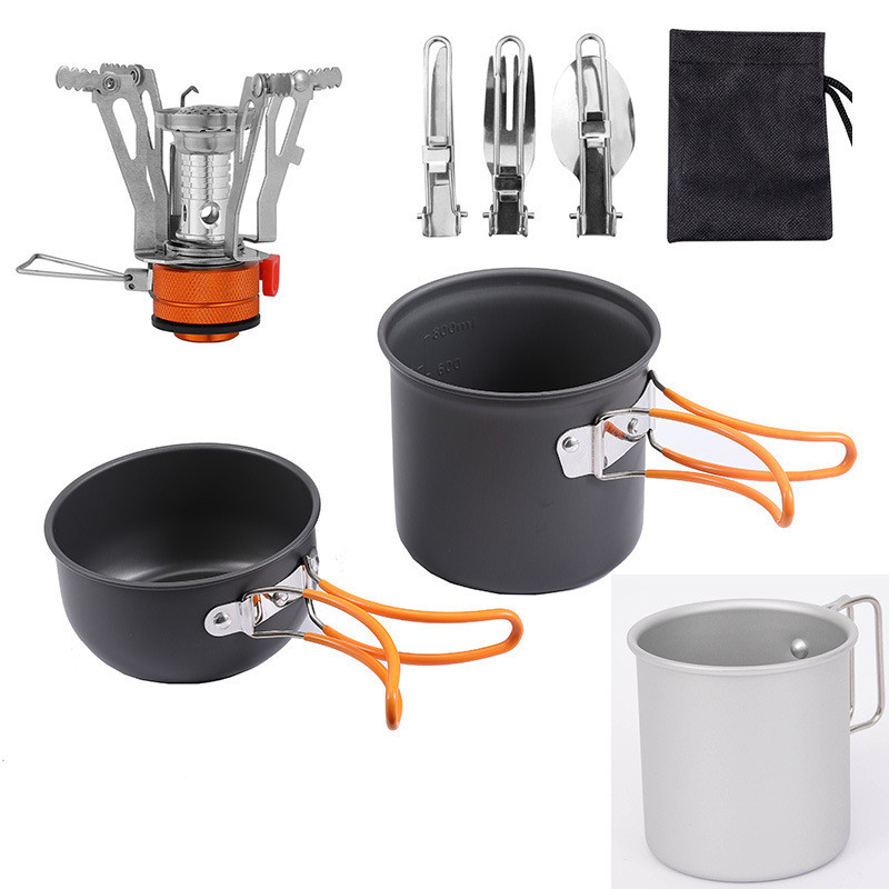 Outdoor single101Portable camping and picnic cookware set, including a foldable, ultra-lightweight c