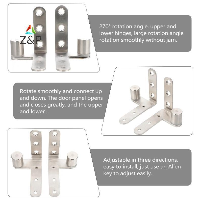 Z&P สแตนเลส 270 องศาประตู Pivot บานพับ Heavy Duty Shaft สําหรับประตูไม้ใช้งานง่าย Long Life Design C