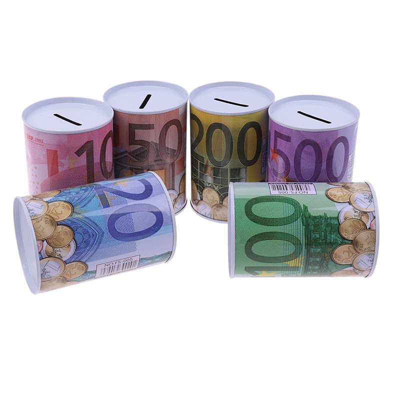 Gent Euro Dollar Money Box ปลอดภัยกระบอก Piggy Bank Bank สําหรับเหรียญกล่องฝากเงิน EN