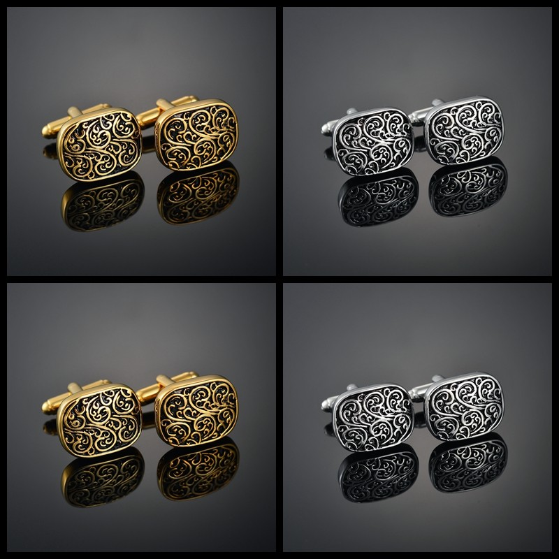 คุณภาพสูงภาษาฝรั่งเศสคําเสื้อ Cufflinks Cufflinks ผู้ชาย Cufflinks Golden Rose Retro Dragon รูปแบบ C