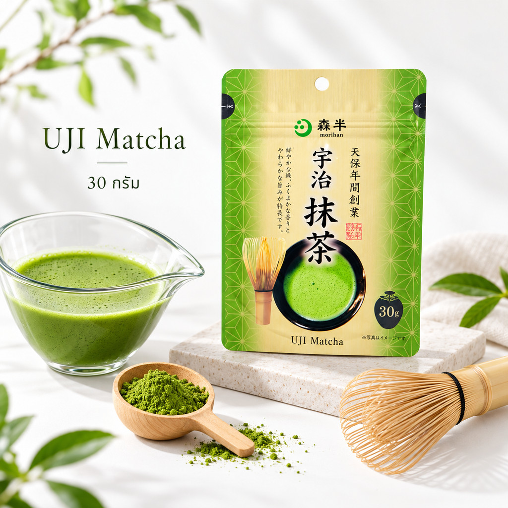 มัทฉะ Morihan Uji Matcha (เกรดพิธีการ 30g ซองเขียวอ่อน) แท้ จากญี่ปุ่น