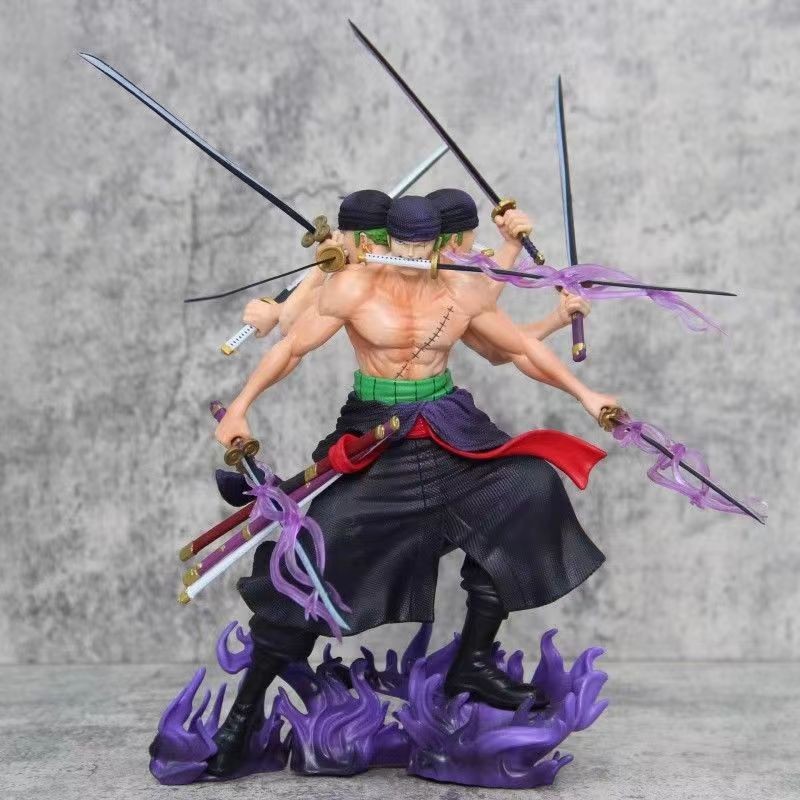 One Piece Demon Zoro Combat เก้าดาบไหล Zoro Asura สามหัวหกแขน Yan Mo Zoro อะนิเมะเครื่องประดับ