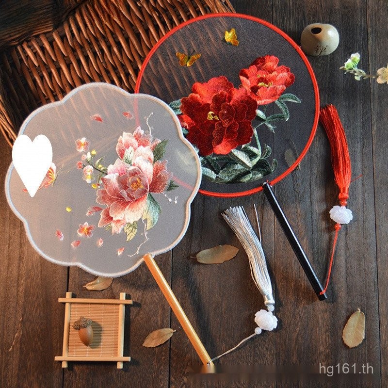 พัดลมเต้นรําโรงงานAll-Match Suเย็บปักถักร้อยกลุ่มพัดลมเย็บปักถักร้อยโบราณเย็บปักถักร้อยสองด้านขายส่ง