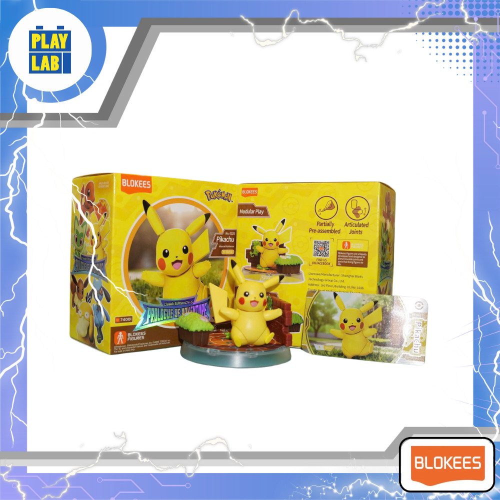ของเล่นฟิกเกอร์ Blokees - Pokémon 74001-Pokémon Classic Edition S-Pikachu