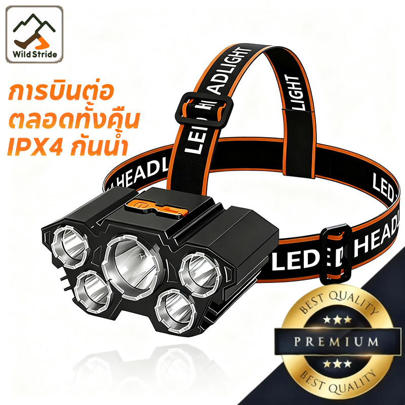 ไฟฉายคาดหัว ไฟหน้าแบบพกพาสําหรับ Camping เดินป่าซ่อมไ ฟฉายคาดหัว ปรับโฟกัสได้ 3 โหมดแสง ไฟคาดหัวหน้ากว้าง ไฟหน้าฉุกเฉิน