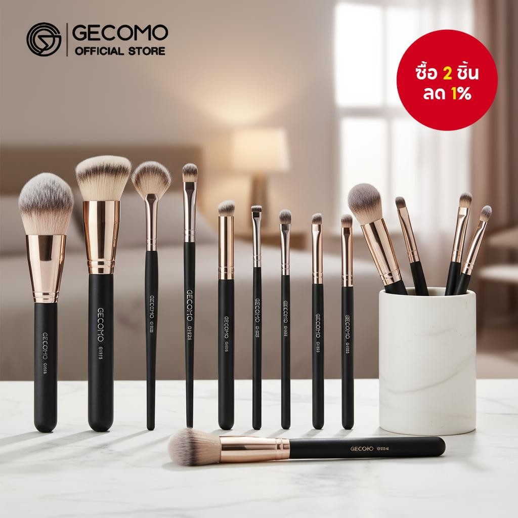 ชุดแปรงแต่งหน้า Gecomo Pro สําหรับรองพื้น, แป้ง, คอนซีลเลอร์ และอายแชโดว์