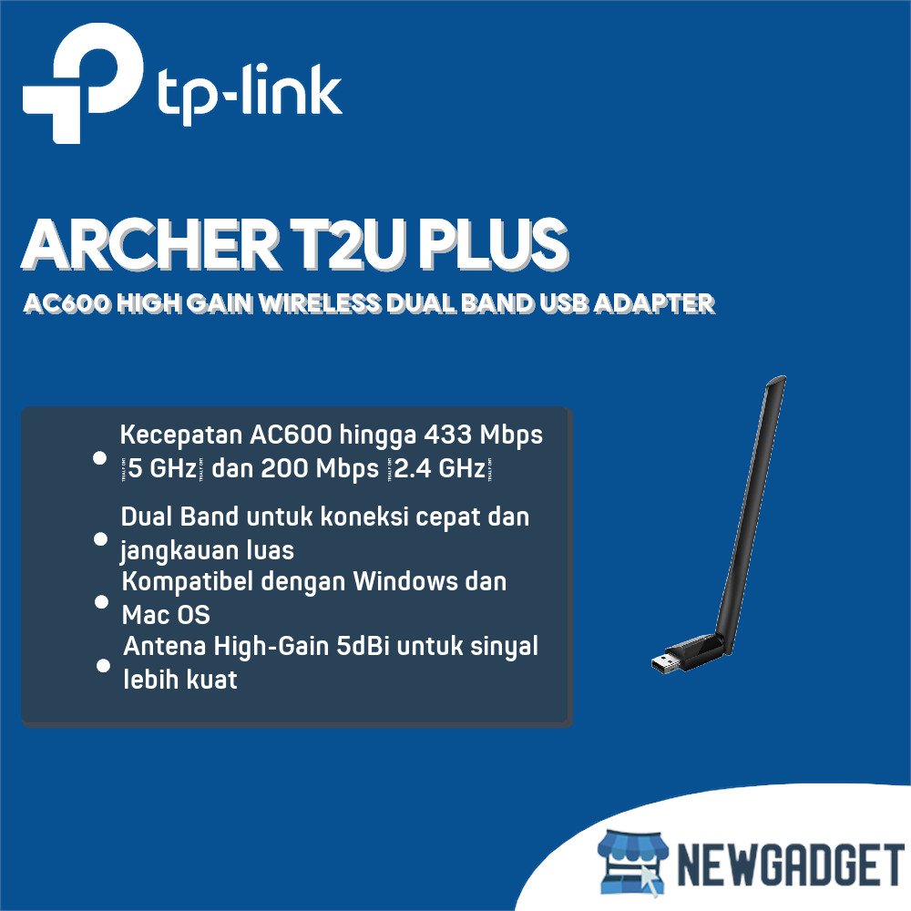 TP-LINK ARCHER T2U PLUS AC600 HIGH GAIN WIRELESS DUAL BAND USB ADAPTER