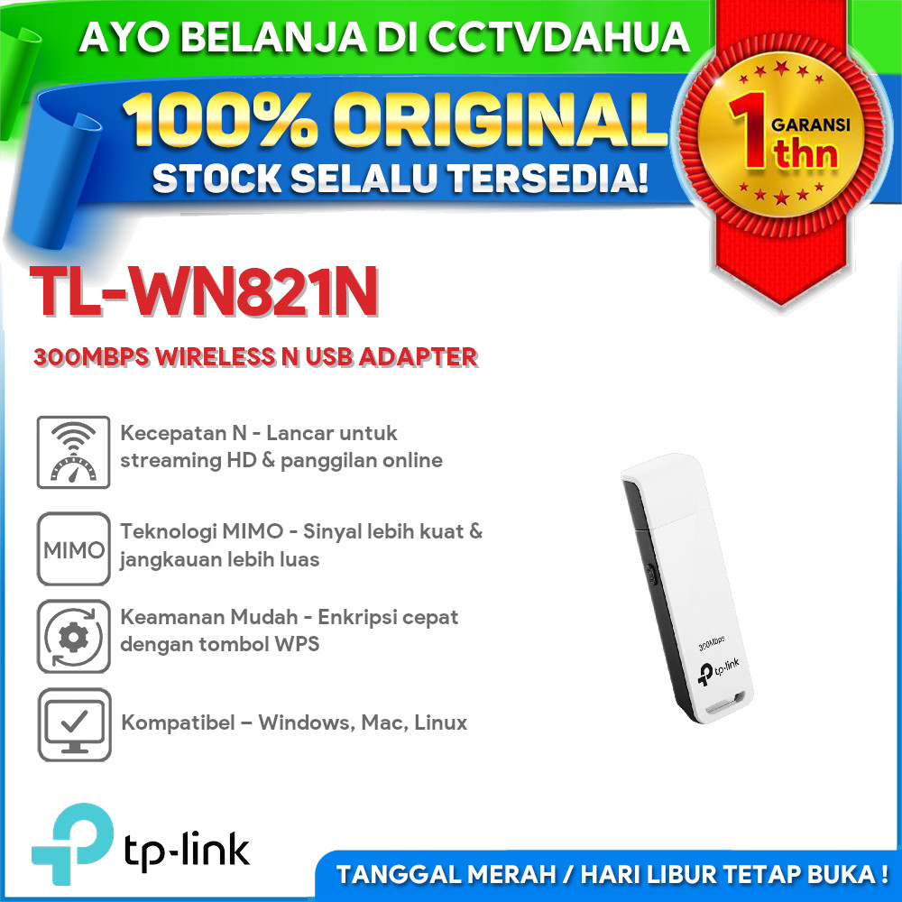 TP-LINK TL-WN821N 300MBPS WIRELESS N USB ADAPTER