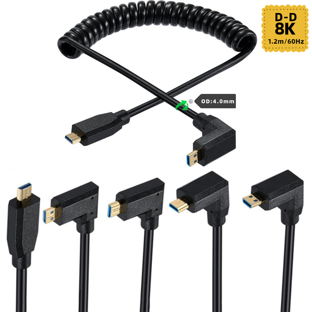 Spring Coiled Mini HDMI Male to Mini HDMI 2.1 Male Cable, 1.2 เมตร, 8K@60Hz/4K@120Hz, ปลั๊ก Mini HDM