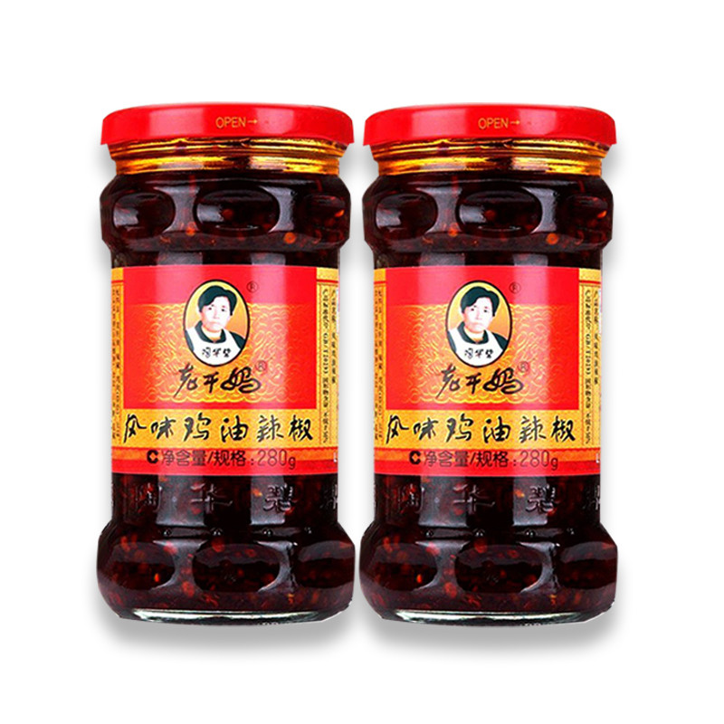 กุ้ยโจวพิเศษ Taohuabi Lagan Mom Flavour Chicken Oil Chilli 280g * 2 ขวด ซอสพริกไก่เผ็ดบะหมี่บิบิมบับ