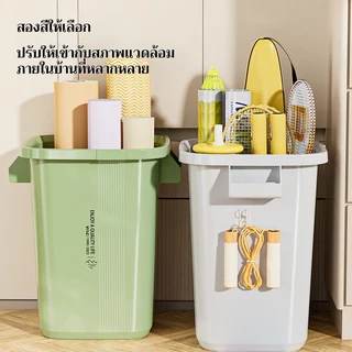 ถังขยะพลาสติกดีไซน์มินิมอล ความจุใหญ่ มีหูจับข้าง ใช้ในห้องครัว ห้องน้ำ มีให้เลือก 3 สี