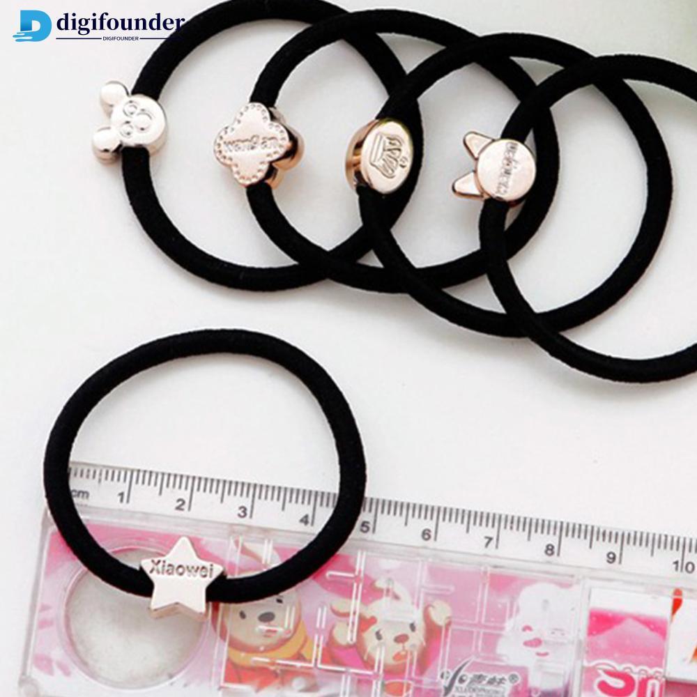 DIGIFOUNDER Girls Black Hair Rope Highly Elastic Hair Rope Headband เครื่องประดับผม L1R3