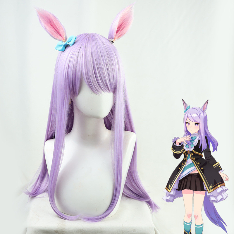 63CM Horse Racing Girl Pretty Derby Mesh White McQueen cos วิกผม