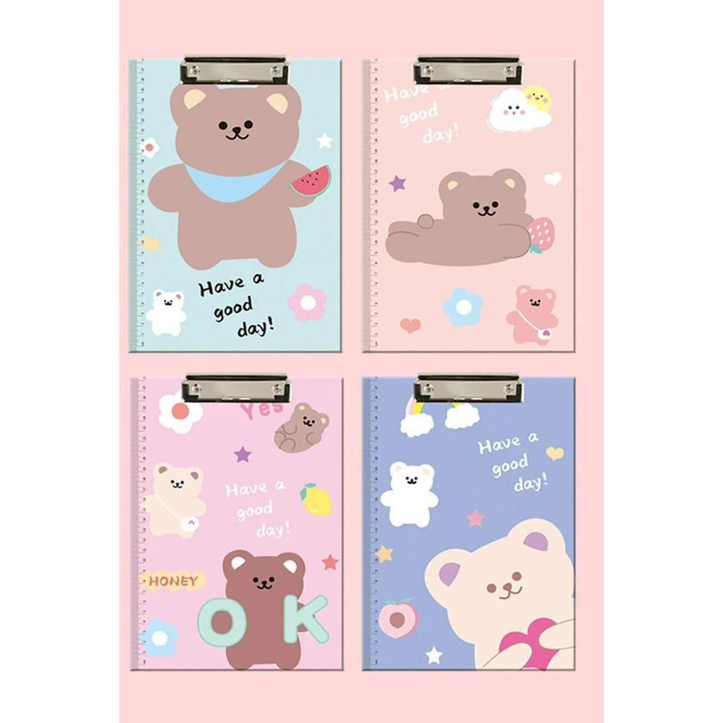 คลิปบอร์ดหนีบกระดาษ A4 แผ่นรองเขียน ลายการ์ตูนน่ารัก Clip Board มีให้เลือก 8 ลาย คละสี