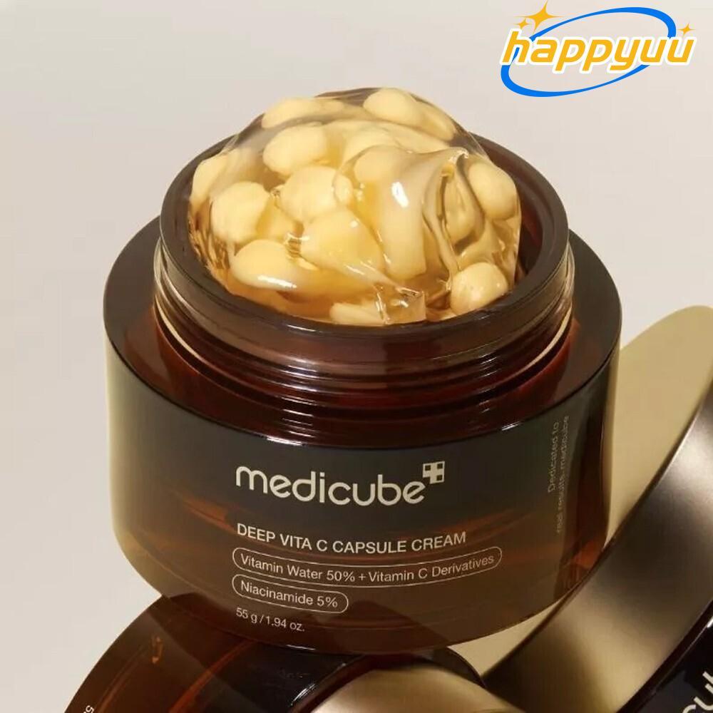 HAPPYUU Deep Vita C Capsule Cream, Hydration Lustrous Lipid Granule Gel คอลลาเจนแคปซูลครีม, Collagen