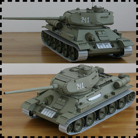รัสเซีย T-34 Medium Tank Paper Model Tank World 1: 25 T-34/85 modelik Version Handmade
