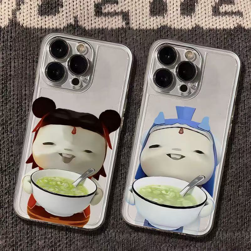 ตลก Nezha และ Aobing ปลอกโปร่งใสสําหรับ iPhone 17 Air 16 15 14 13 12 11 Pro XS Max X XR 8 7 Plus Sof