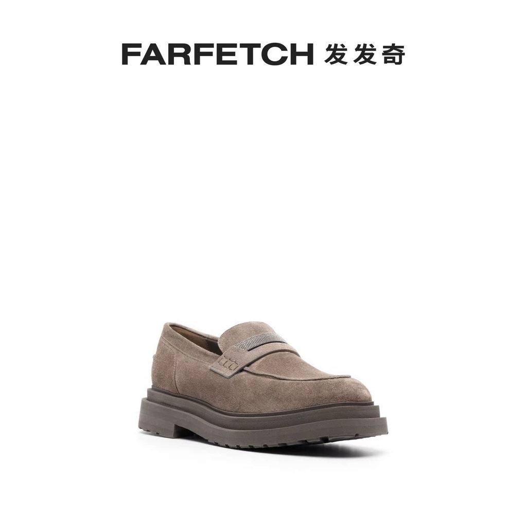 Brunello Cucinelli Ladies Rivet Trim รองเท้าโลฟเฟอร์หนาSoled FARFETCH FARFETCH
