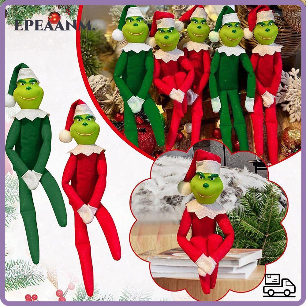 EPEAA ตุ๊กตาผ้ากํามะหยี่ของเล่นเครื่องประดับตกแต่งบ้านจี้ Grinch ตุ๊กตา