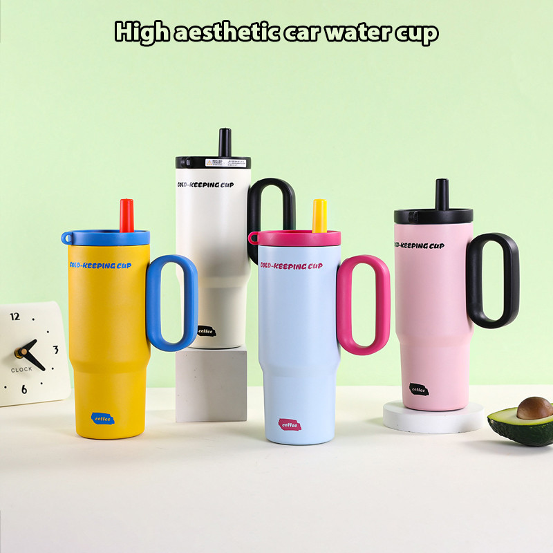 แก้วเก็บความเย็น 750ml และเก็บความร้อน ฟางถ้วยเก็บควาร้อน316สแตนเลส แก้วเก็บความเย็น พร้อมหลอดดูด T01311