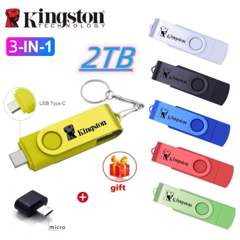 KINGSTON 2TB แฟลชไดรฟ์ 3-in-1 OTG USB ประเภท C/Micro แฟลชไดรฟ์ 1TB 512GB 256GB 1